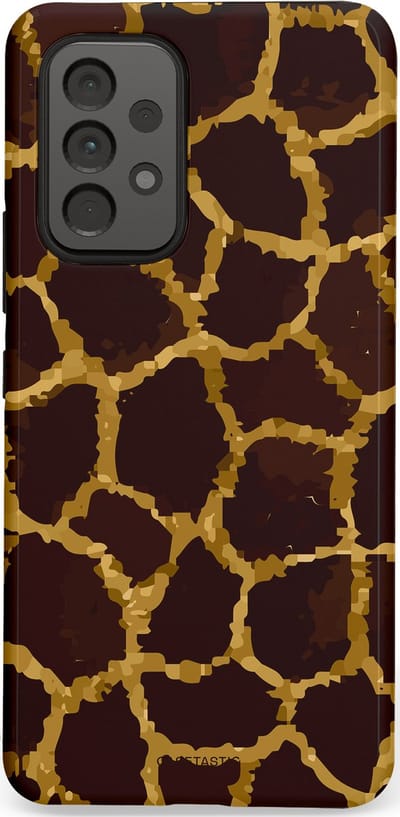 Casetastic hoesje geschikt voor Samsung Galaxy A53 (2022) 5G - Dubbellaagse bescherming - Afrikaanse Giraffenprint - Fashion Case - Zwart Bruin Goud Olijfgroen