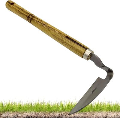 Onkruidsteker Roestvrij Staal - Onkruidjager Gazonsikel - Tuin Onderhouden - L-vormig Ontwerp - 451 x 174 x 86 cm - Zilver