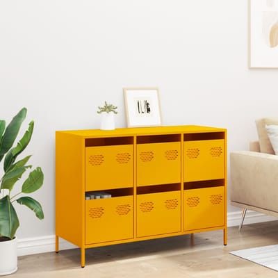 vidaXL - Dressoir - 101,5x39x73,5 - cm - koudgewalst - staal - mosterdgeel