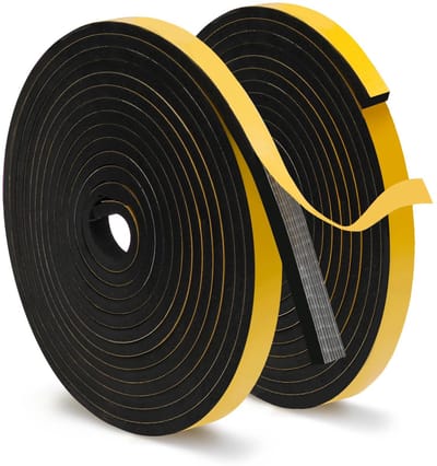 Thijox - 2 Rollen Zelfklevende Schuimtape Weerstrip voor Deuren en Ramen, Geluidsdichte Afdichting, 1/2 inch B x 1/4 inch H x 16,5 m L, Ideaal voor Is