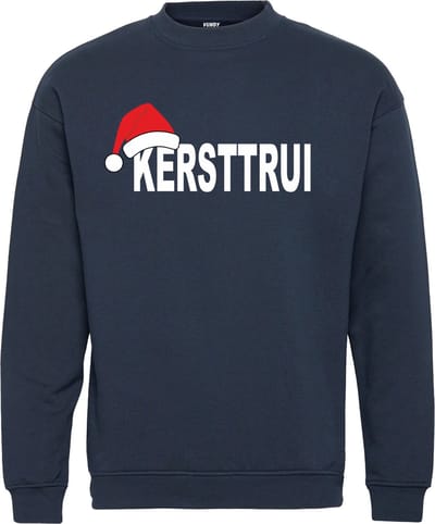 Kersttrui met muts en tekst Kersttrui | Foute Kersttrui Dames Heren | Kerstcadeau | Kerstpakket | Navy | maat XS
