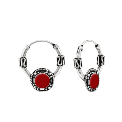 Montebello Oorbellen Caline Red - 925 Zilver Geoxideerd - ∅12mm
