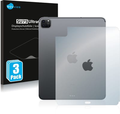 Savvies - Screenprotector voor Apple iPad Pro 11" 2020 (Achterkant, 2. Gen.) - Folie Beschermfolie transparant 3 Stuks