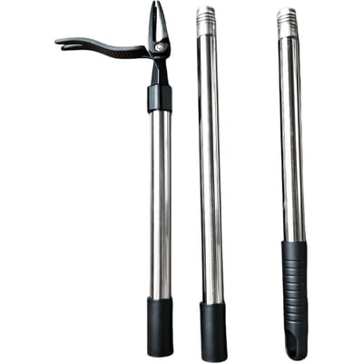 Staande Onkruidtrekker 44 Inch Verstelbare Handgreep 4 Klauw Hand Onkruidgereedschap voor Tuin Gazon Erf gray