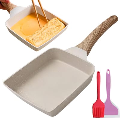 Tamagoyaki pan met spatel en borstel - Antiaanbak - Alle kookplaten - Wit