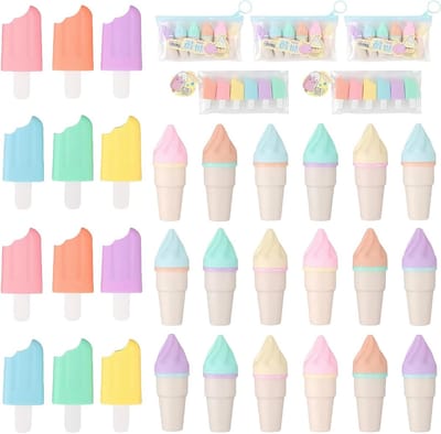 Mini markeerstiftenset 30 stuks - ijshoorn- en ijslolly-designs - macaronkleuren - ideaal voor school - SnelShoppen