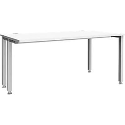 Schäfer Shop Genius MODENA FLEX bureau, 4-poots vierkante buis, ingekorte zijpanelen, B 1600 mm, wit