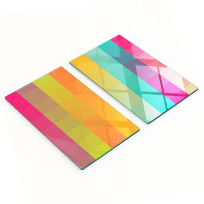 Decoratieve snijplanken van gehard glas, kleurrijke vierkanten, 2x30x52 cm