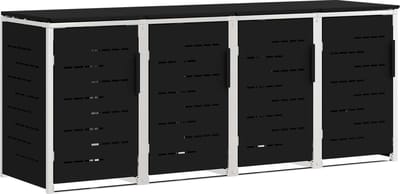 vidaXL - Containerombouw - for - 4 - Bins - 240L - Roestvrij - staal - Zwart