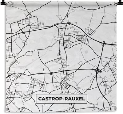 Wandkleed - Wanddoek - Plattegrond - Kaart - Castrop-Rauxel - Stadskaart - 180x180 cm - Wandtapijt