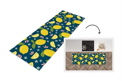 Keukenloper - Loper keuken - Citroen - Patronen - Zomer - 150x50 cm - Keukenloper vinyl
