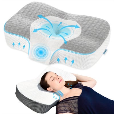Hoofdkussen- Orthopedische Memory Foam Kussen-Verstelbaar Contour Kussen-Ergonomisch Bedkussen Voor Zij-, Rug- En Buikslapers-(53.5X37.5)cm-Grijs.