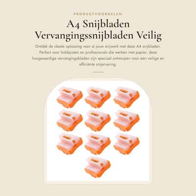 Dailygoods- Papiersnijbladen 10 stuks - Veilig Persen Ontwerp - Roestvrij Staal - Kunststof - Hoog Efficiënt - Geschikt voor A4 Snijders - Snijbladen