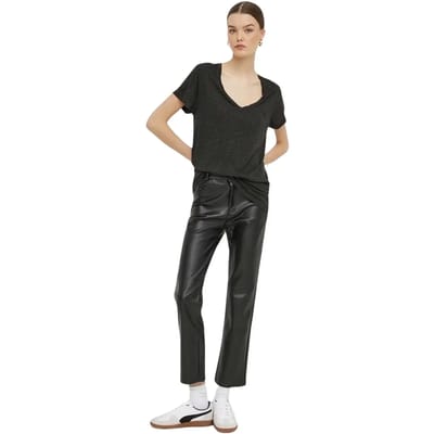 Superdry Studios Slub Embroidered Vee T-shirt Met Korte Mouwen Zwart XS Vrouw