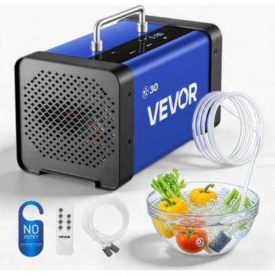 VEVOR Ozongenerator 30000 Mg/U, Industrieel Ozonapparaat met 15 Seconden Startvertraging, Waterozonering en Afstandsbediening, Ozonator voor Max. 250 M², Ozonluchtreiniger voor Geuren in Auto's, Hotels en Appartementen