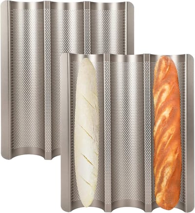 Stokbrood Bakvorm - Broodpan Set - Zelf Brood Bakken - Anti-aanbaklaag - 38x28 cm - Goud