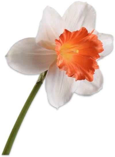 Silk-ka Kunstbloem-Zijden Bloem Narcis Steel Wit-Oranje 58 cm