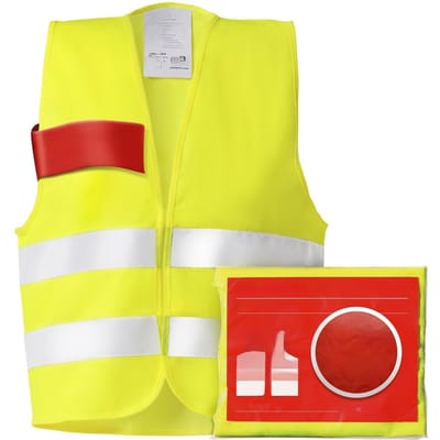 PURAHELP Hoge fluo hesje volwassenen set van 4 Geldig in heel Europa volgens EN ISO 20471 - Veiligheidshesjes voor Auto - Veiligheidsvest Auto - Geel