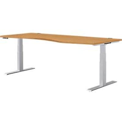 Schäfer Shop  Genius Bureautafel in vrije vorm MODENA FLEX, elektr. in hoogte verstelbaar, aanbouw rechts, B 1800 mm, beuken