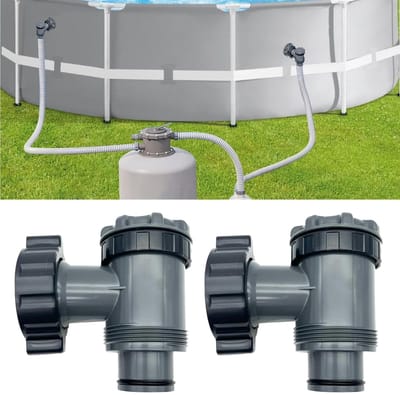 Allecto - Inlaat / Uitlaatklep - 38mm Slang - Onderdeel voor Filterpomp - 2 Pack - Onderhoudsvalve - Geschikt voor Boven Grond Zwembaden - Voor Int...