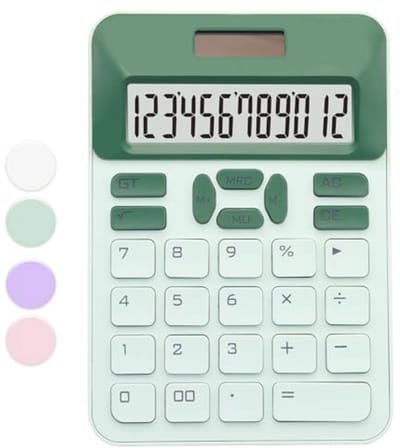 Eenvoudige Kantoorcalculator met 12-Cijferig LCD-Scherm - Groene Rekenmachine voor Thuis, School en Kantoor