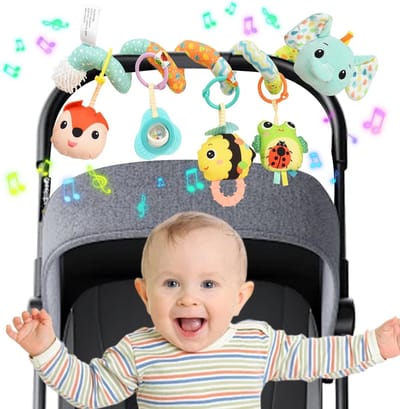 Spiraalvormig Pluche Hangspeelgoed voor Baby's - Sensory Speelgoed voor Autostoel, Kinderwagen en Bedje, Geschikt voor Pasgeborenen 0-6 Maanden