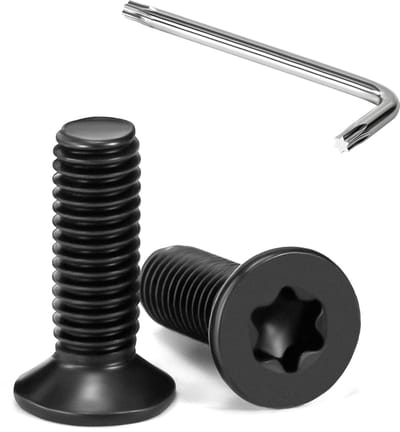 20 stuks platte kopschroeven, torx, zwart, M5 x 16 mm, zeskantige kopschroeven, roestvrij staal, A2, V2A meubelschroeven met T25 sleutel, volledige schroefdraad