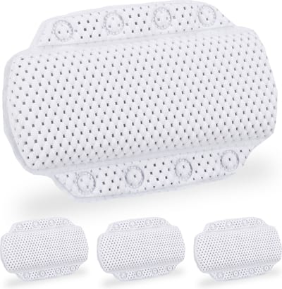 4x badkussen met zuignappen - badkussentje - comfortabel - nekkussen bad - wit