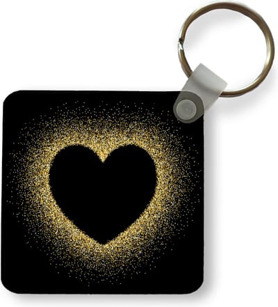 Sleutelhanger - Uitdeelcadeautjes - Gouden hart op een zwarte achtergrond - Plastic