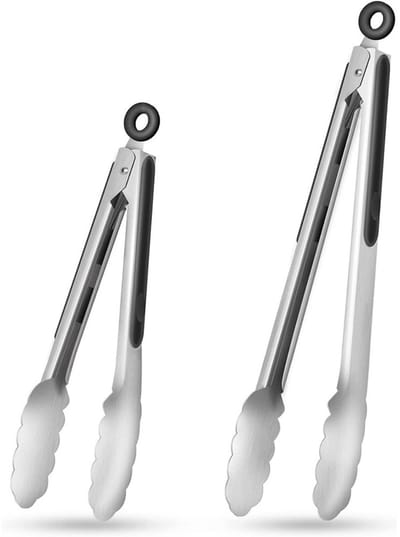 TOVBMUP Keukentang - Metaal - Grilltang - Hittebestendige handgrepen - Afsluitbare metalen tang - Antislipgreep - 23 cm - 30,5 cm - Zwart