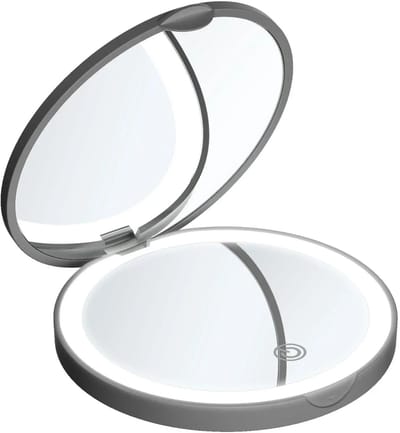 WiseGoods Premium LED Make Up Spiegel - 2X Vergroting - Mini Spiegel USB Oplaadbaar - Thuis & Reizen - Makeup Spiegels - Zwart
