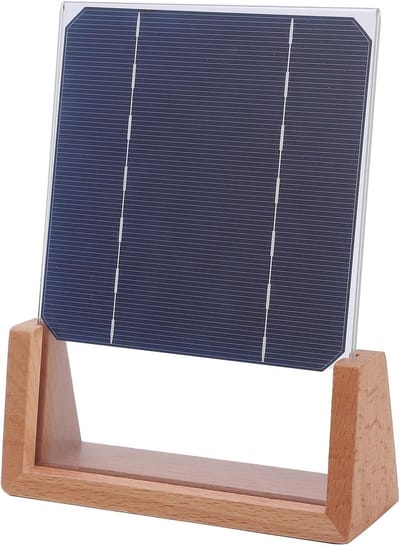 Mini Zonnepaneel - Zonnecel Educatief - Duurzame Energie Leren - 22% Rendement Monokristallijn - 25x19x5 cm - Houtkleur