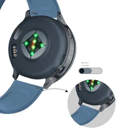 Bandz Siliconen 'Deluxe' sportbandje geschikt voor Garmin Vivoactive 4s / Vivomove 3s / Venu 4 - 41mm / Venu 3s / Venu 2s / Forerunner 265s / Forerunner 255s - Grijsblauw