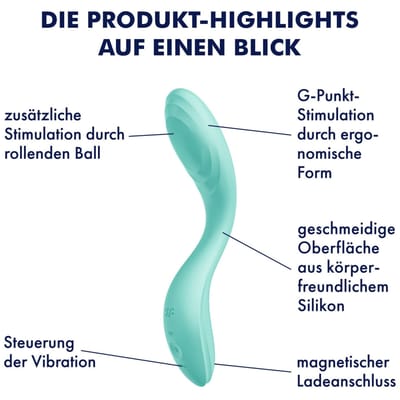Satisyfer, g-spot-vibrator, 'Rrrolling Pleasure', 22 cm, 2 in 1: Vibratie- en stimulatieballetje