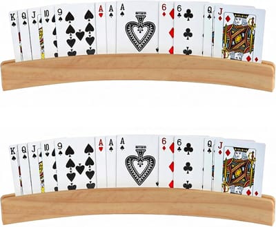Kaarthouder voor kinderen en volwassenen, 2 stuks, houten speelkaarthouder, ideaal voor gezelschapsspellen en kaartspellen