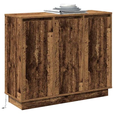 vidaXL - LED - Dressoir - Oudhout - 90 - x - 32 - x - 75 - cm - Bewerkt - hout
