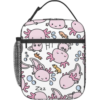 Swimmy Axolotls Geïsoleerde Lunchtas voor Vrouwen Kinderen Draagbare Voedseldozen Thermische Lunchbox Tote One Size white