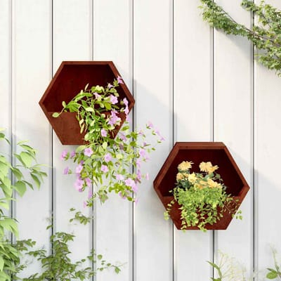 vidaXL - Plantenbakken - wandmontage - 2 - st - 30x10x25 - cm - cortenstaal - roestig