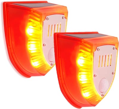 Solar Alarm Licht - Waarschuwing Strobe - Beveiliging Buiten - 129 dB Sirene - 2 Stuks - Rood