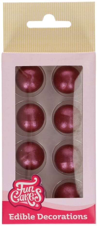 FunCakes Chocolade Decoraties - Kerstmis - Kerstballen Rood - Set/8