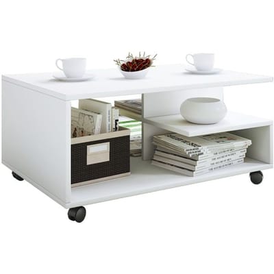 Houten salontafel Sofa-tafel Woonkamertafel Wielen Verrolbaar Salontafel Stango L