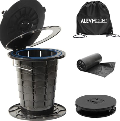 Draagbaar Toilet - Opvouwbaar Potje - Buitenactiviteiten - In Hoogte Verstelbaar - 34.8 cm Hoog - Zwart
