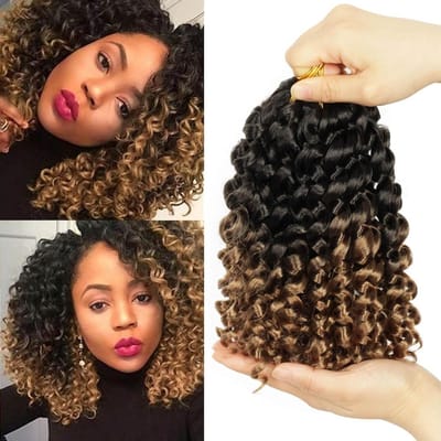 3 Stuks Gehaakt Haar Extensions - 20 cm Krullend Ombre Vlechthaar