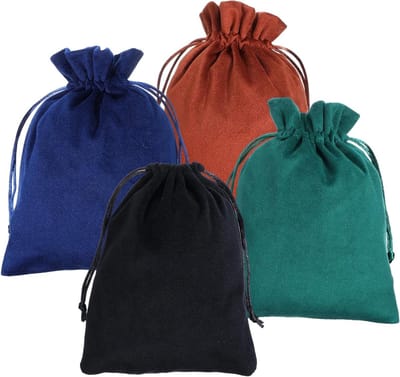 Zachte Velours Trekkoordzakken voor Sieraden, 20x15cm, Ideaal voor Cadeaus, Sieradenopslag en Bordspellen - Set van 4 Stuks