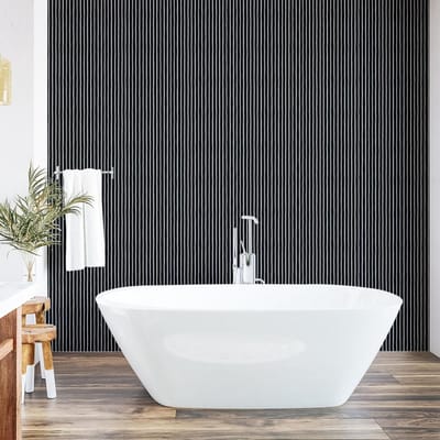 ABAKUHAUS Pinstripe aftrekbaar en zelfklevende behang voor thuis, zelfklevende woonkamerkeuken accent, 33 cm x 90 cm, zwart-wit