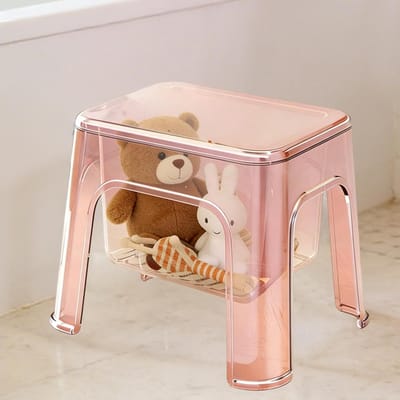 Douchekruk - Badkamerstoel Zitje - Comfortabel Douchen - Met Opbergruimte - 24 x 24 x 24 cm - Roze