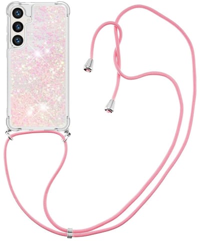 Coverup Hoesje - Geschikt voor Samsung Galaxy S26 Plus Hoesje - Coverup Liquid Glitter Back Cover met Koord - Roze