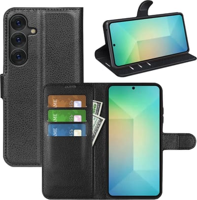 MobyDefend Hoesje - Geschikt voor Samsung Galaxy S25 - Kunstleren Wallet Book Case (Sluiting Voorkant) - Zwart