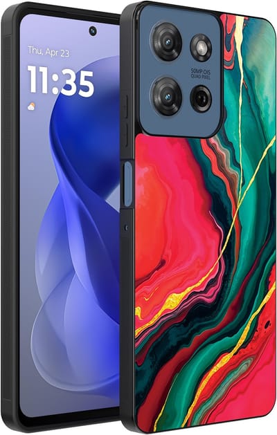 Smartphonica Telefoonhoesje Geschikt voor Motorola Moto G Power 2025 / G Play 2025 met Rood Groen Marmer Opdruk - TPU Backcover Case Red Green Marble Design geschikt voor Motorola Moto G Play 2025;Motorola Moto G Power 2025