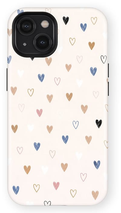 Tough Hoesje met Hartjes geschikt voor iPhone 14 | Little Love Tough Case Geschikt voor Mag | Hartjes Print Backcover geschikt voor iPhone 14 Heart Harmony